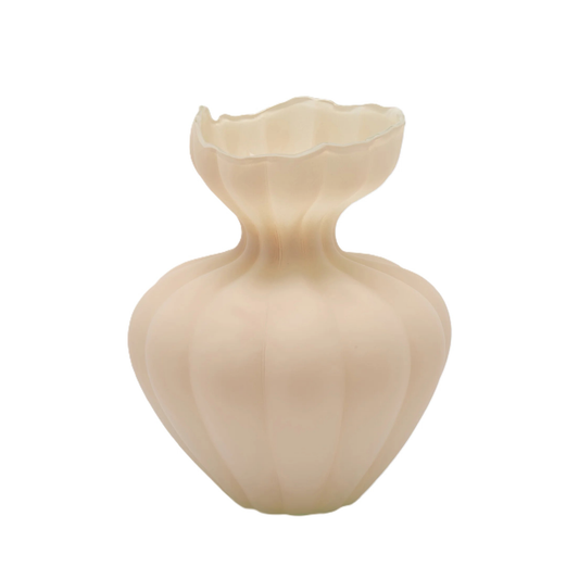 Vaso Flow Sinuoso in Vetro Avorio H. 32 D. 26 cm EDG Enzo De Gasperi