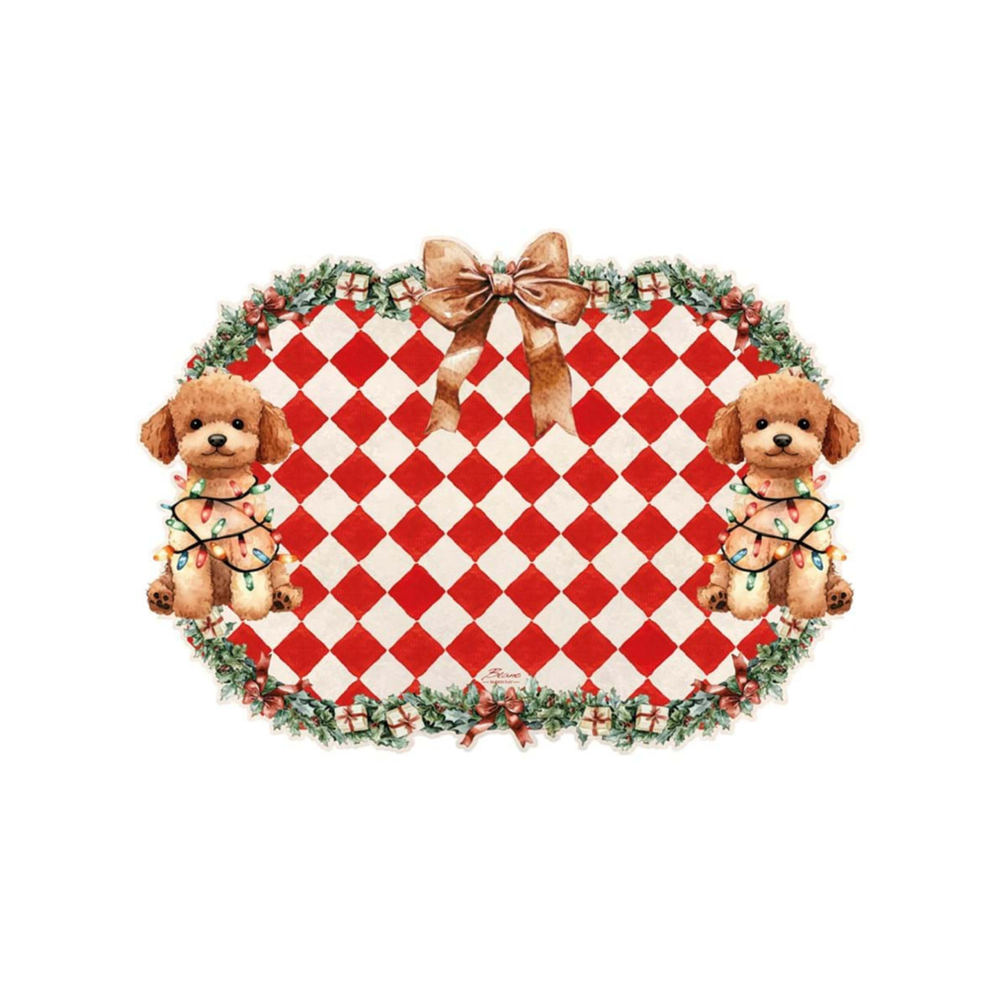 Tovaglietta in Vinile con Barboncino Natalizio 47x34 cm · Blanc Mariclò