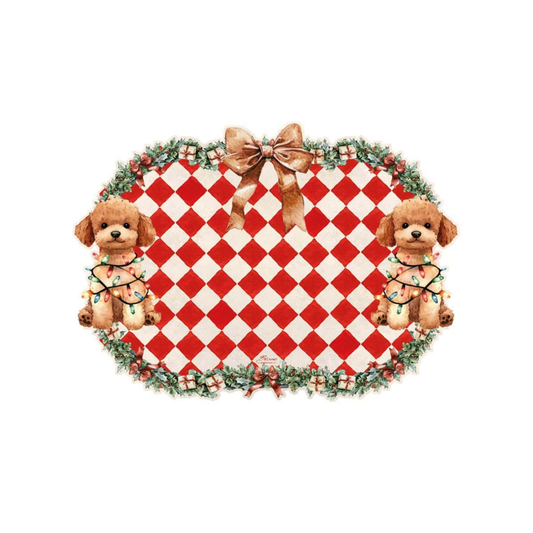 Tovaglietta in Vinile con Barboncino Natalizio 47x34 cm · Blanc Mariclò