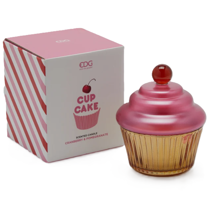 Candela Cupcake Profumata Cranberry e Pomegranate H. 14,5 cm EDG Enzo De Gasperi