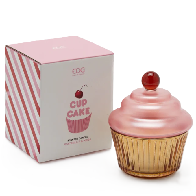 Candela Cupcake Profumata Waterlily Moss H. 14,5 cm EDG Enzo De Gasperi