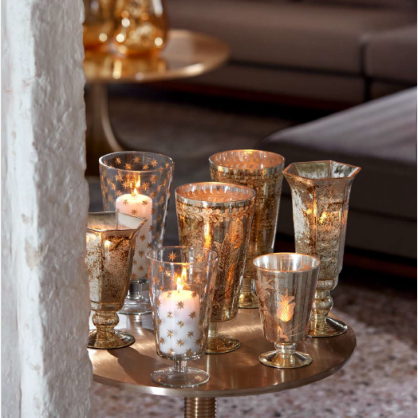 Vaso con Piede Svasato in Vetro con Stelline Dorate h. 21 cm - EDG Enzo De Gasperi