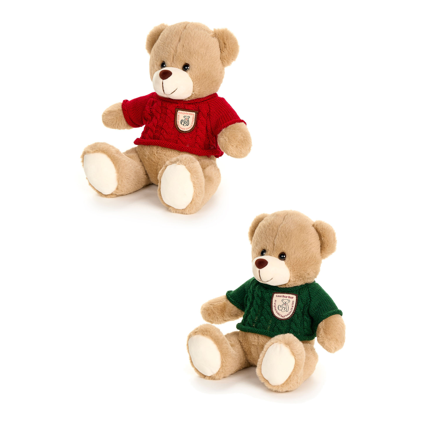 Orsetto Peluche con Maglioncino Natalizio H. 25 cm Nuvole di Stoffa