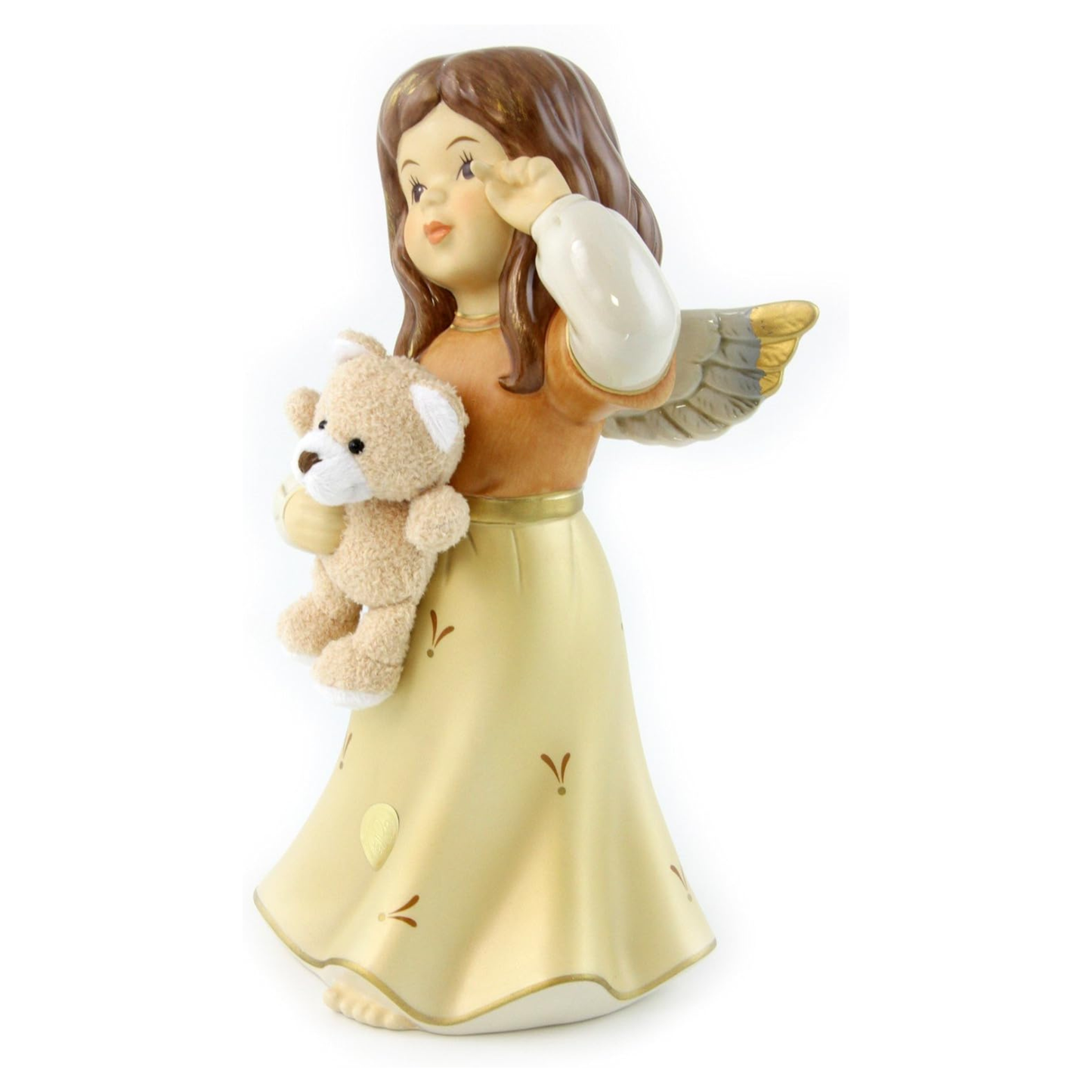 Figurina Angelo Amico Coccoloso con Orsetto in Porcellana H. 24 cm Goebel