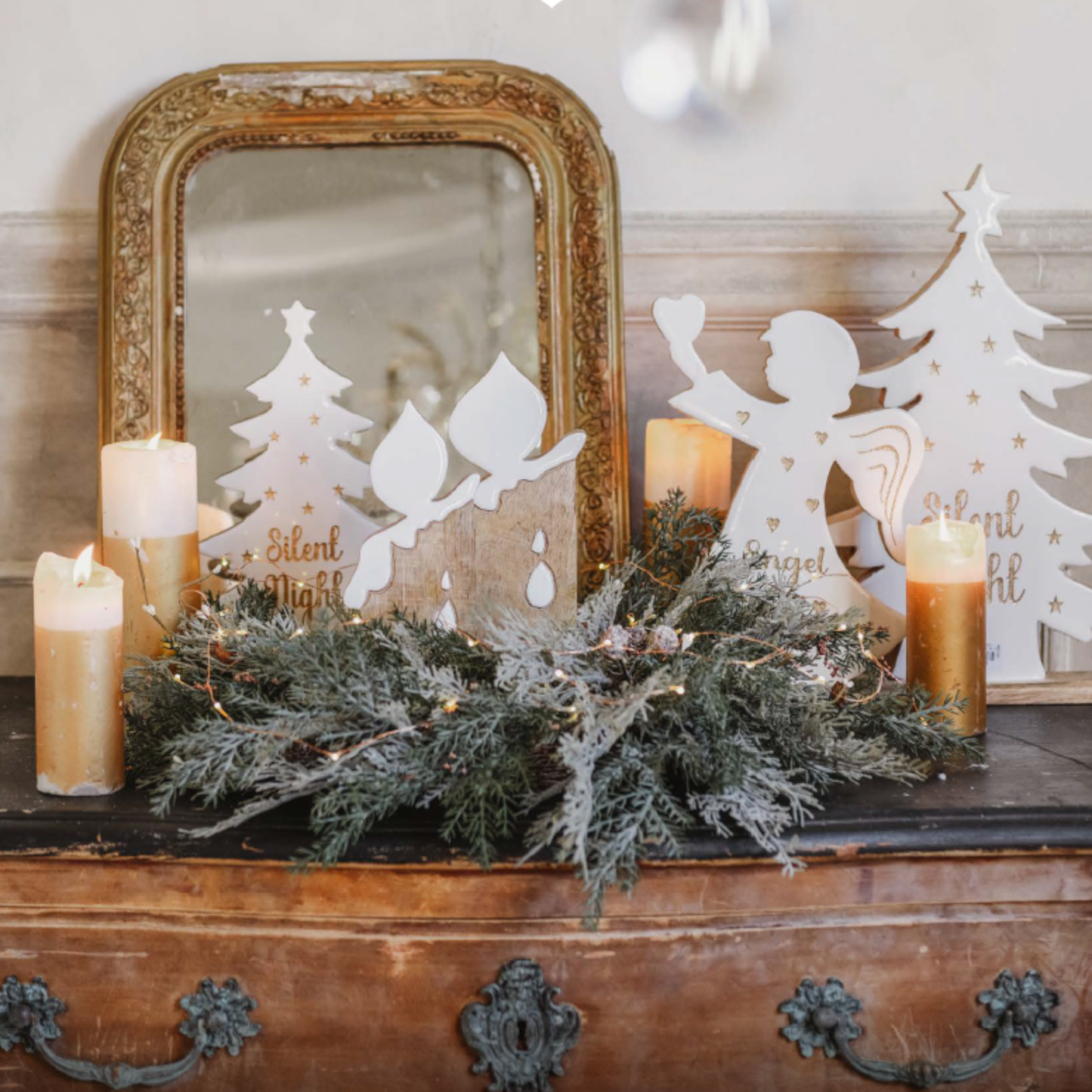Candela Decorativa in Legno Sbiancato Blanc Mariclò