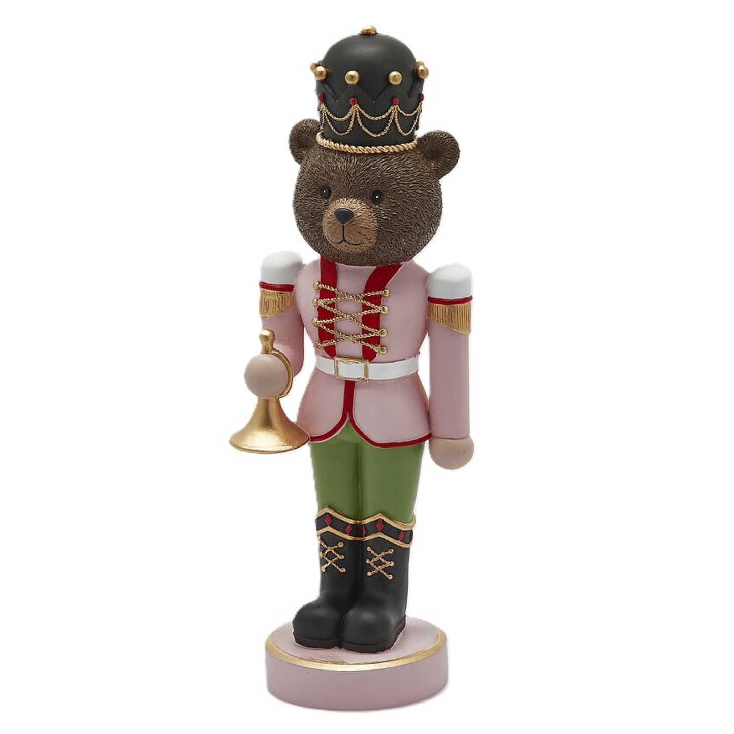Orso Soldatino con Tromba H. 40 cm Decorazione Natalizia EDG Enzo De Gasperi