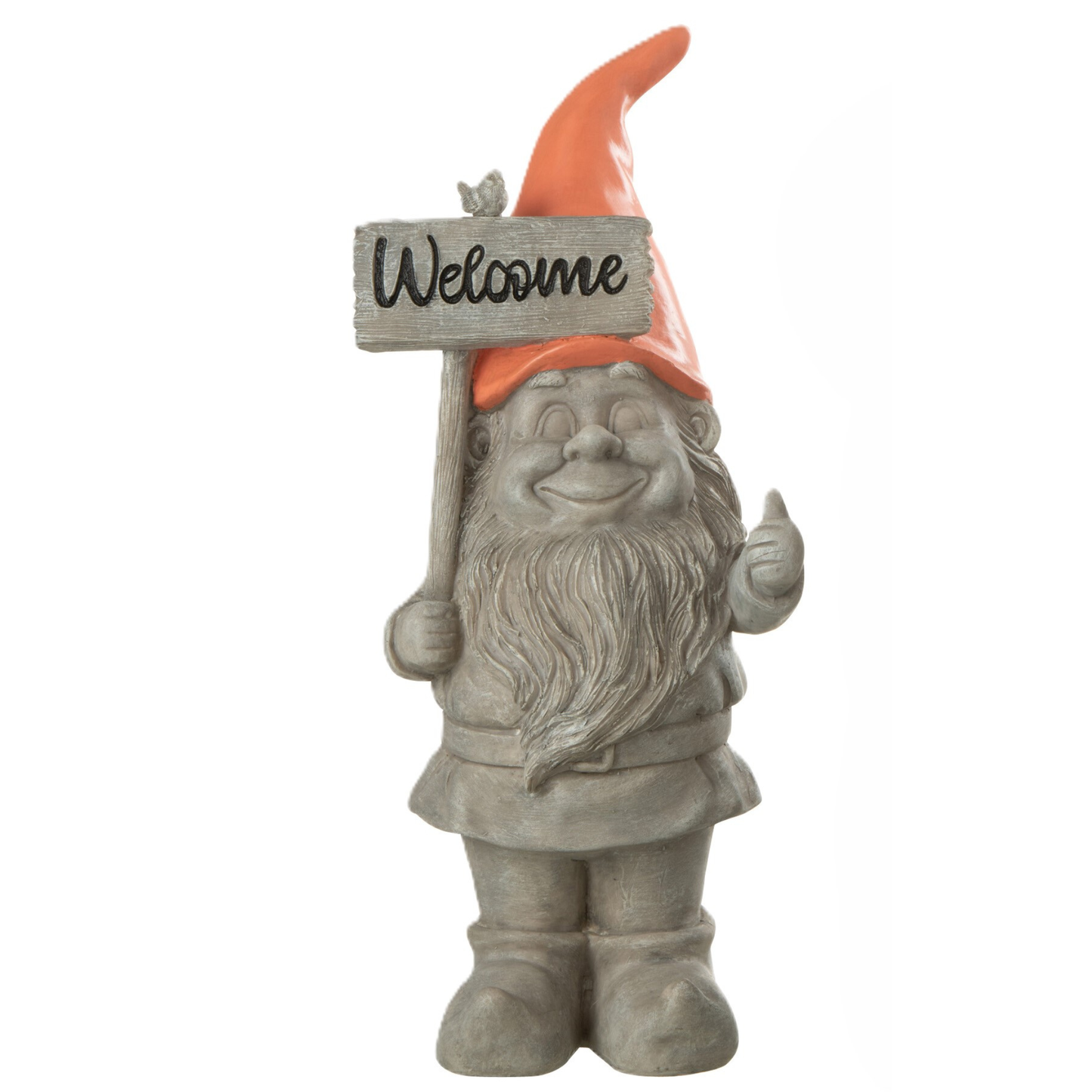 Gnomo Welcome in Resina Grigio con Cappello H. 35,5 cm J-Line by Jolipa