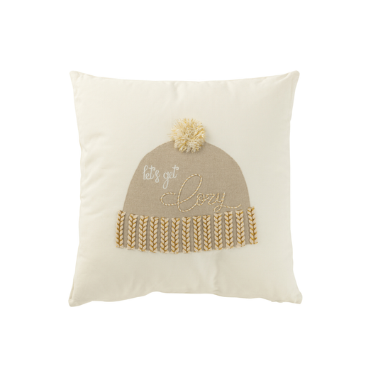 Cuscino in Cotone con Ricamo Berretto Let's Get Cozy 45x45 cm J-Line by Jolipa