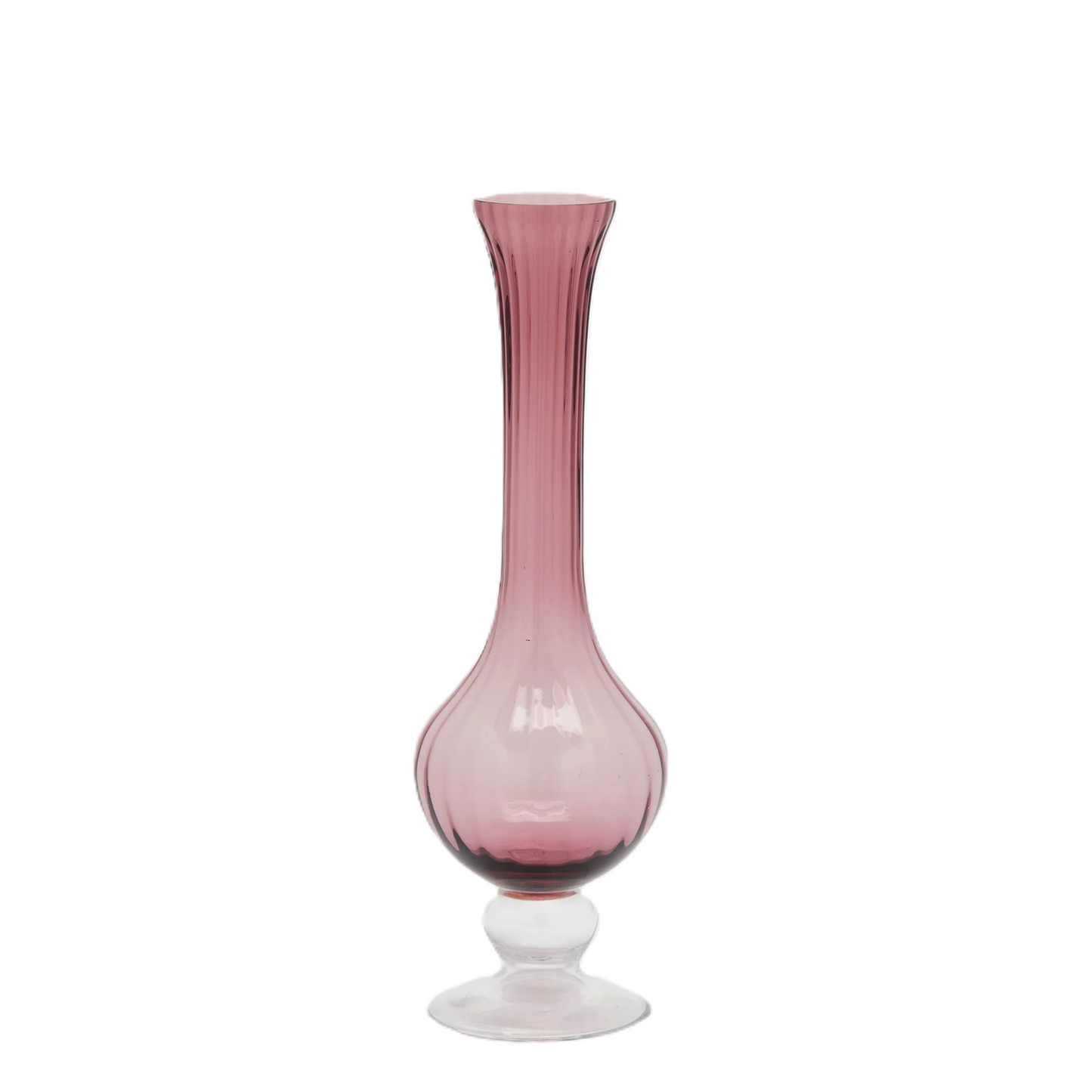 Vaso Collo Lungo Righe in Vetro Rosa Antico EDG Enzo De Gasperi