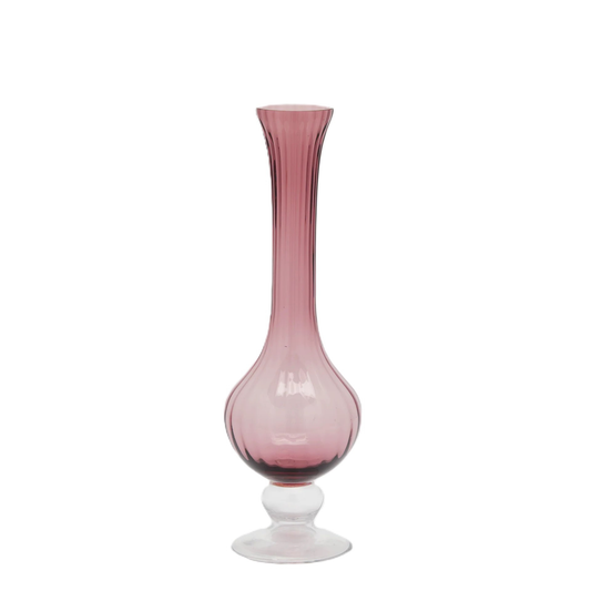 Vaso Collo Lungo Righe in Vetro Rosa Antico EDG Enzo De Gasperi