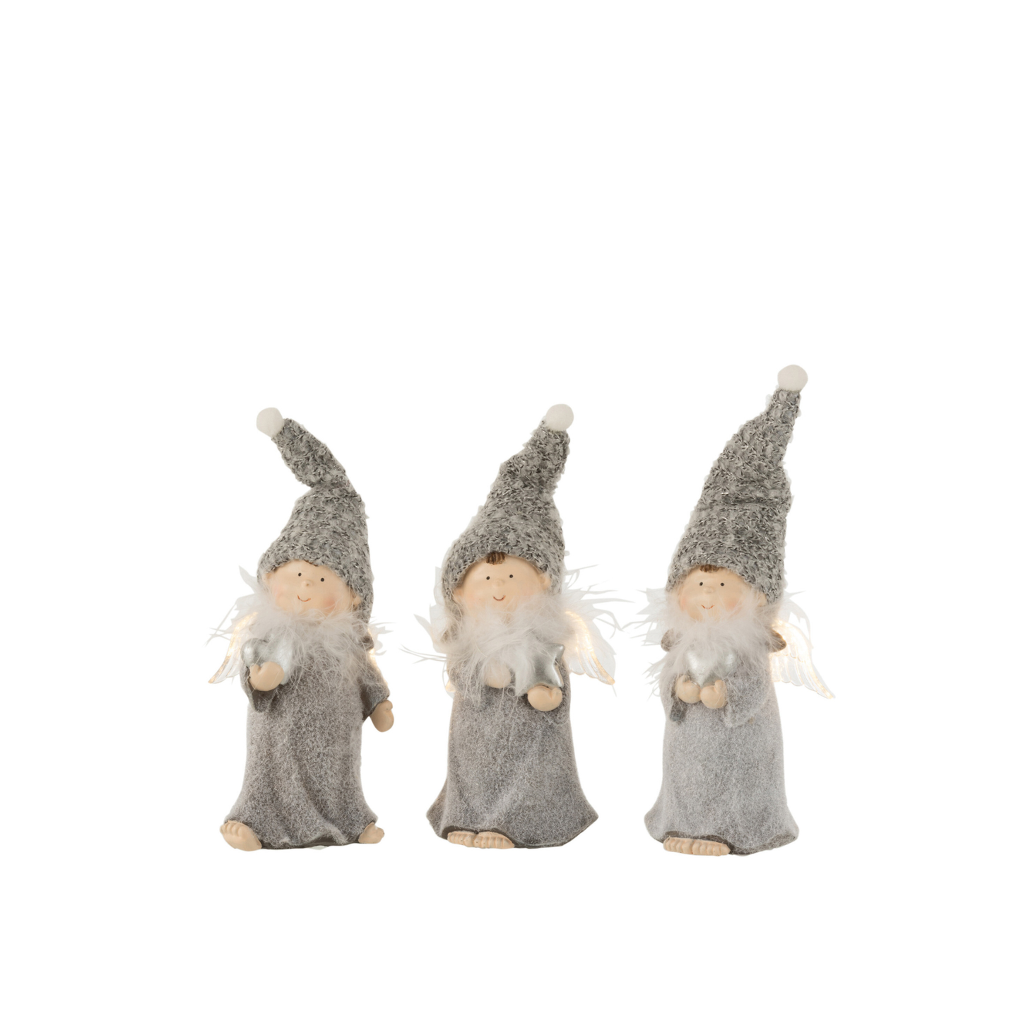 Angelo in Resina Grigio con Ali LED H. 14,5 cm J-Line by Jolipa