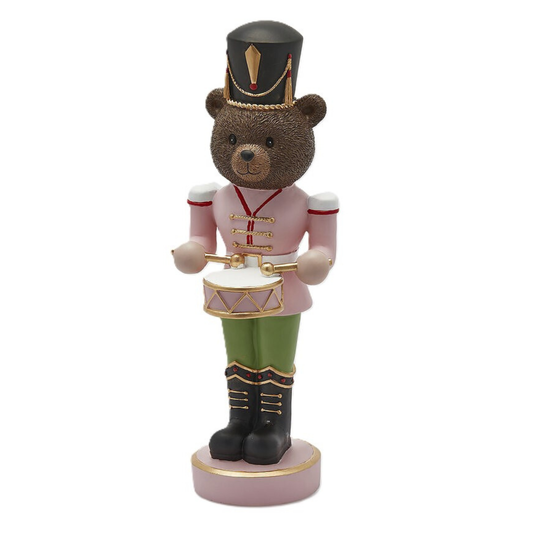 Orso Soldatino con Tamburo H. 40 cm Decorazione Natalizia EDG Enzo De Gasperi