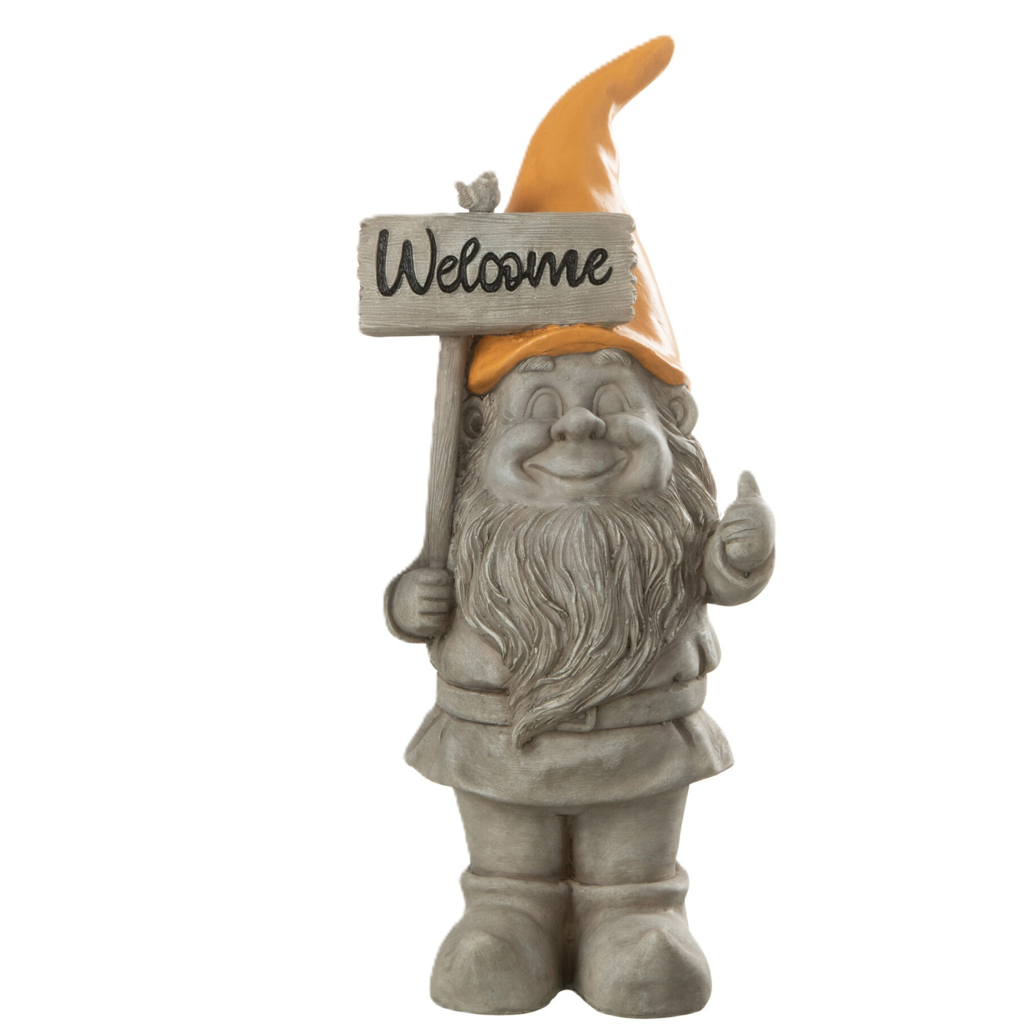 Gnomo Welcome in Resina Grigio con Cappello H. 35,5 cm J-Line by Jolipa