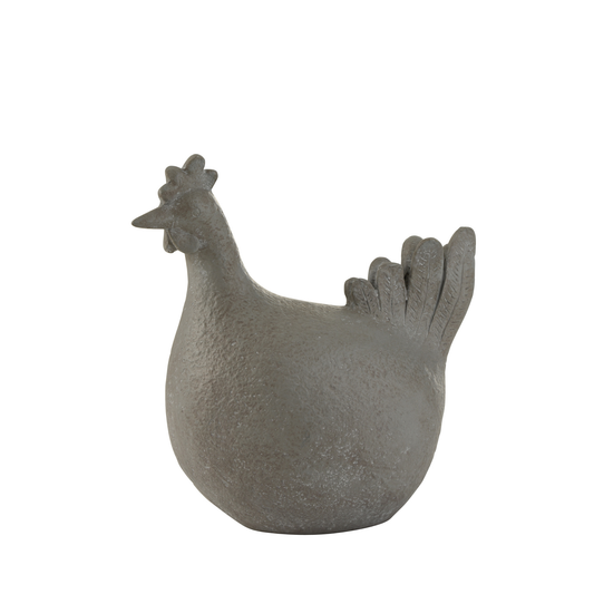 Scultura Gallo a Testa in Su in Resina Grigia h. 44,5 cm - J-Line by Jolipa