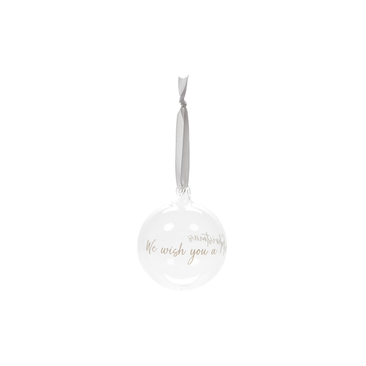 Pallina in Vetro Borosilicato We Wish You a Merry Christmas D. 8 cm Nuvole di Stoffa