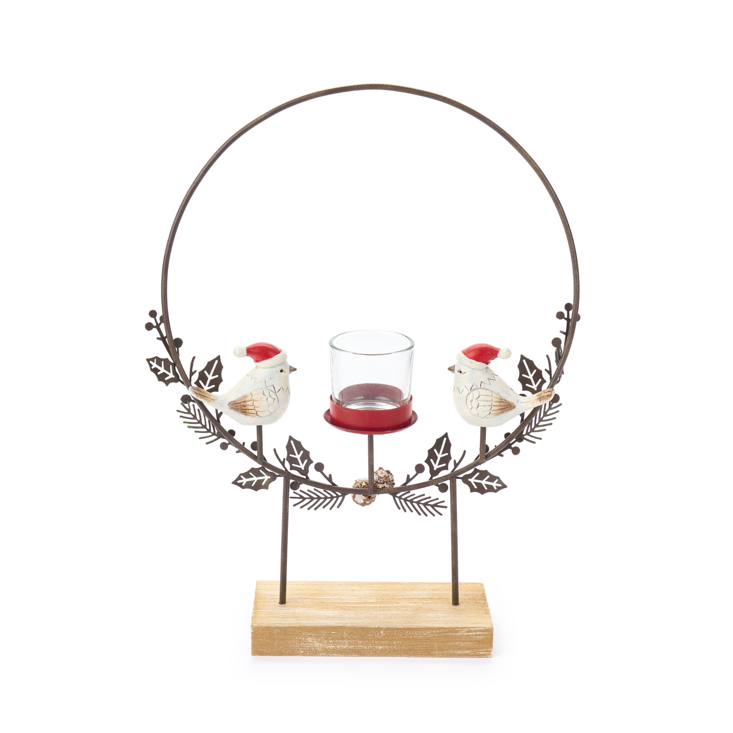 Porta T-Light in Metallo con Uccellini 35x29x7,5 cm Nuvole di Stoffa
