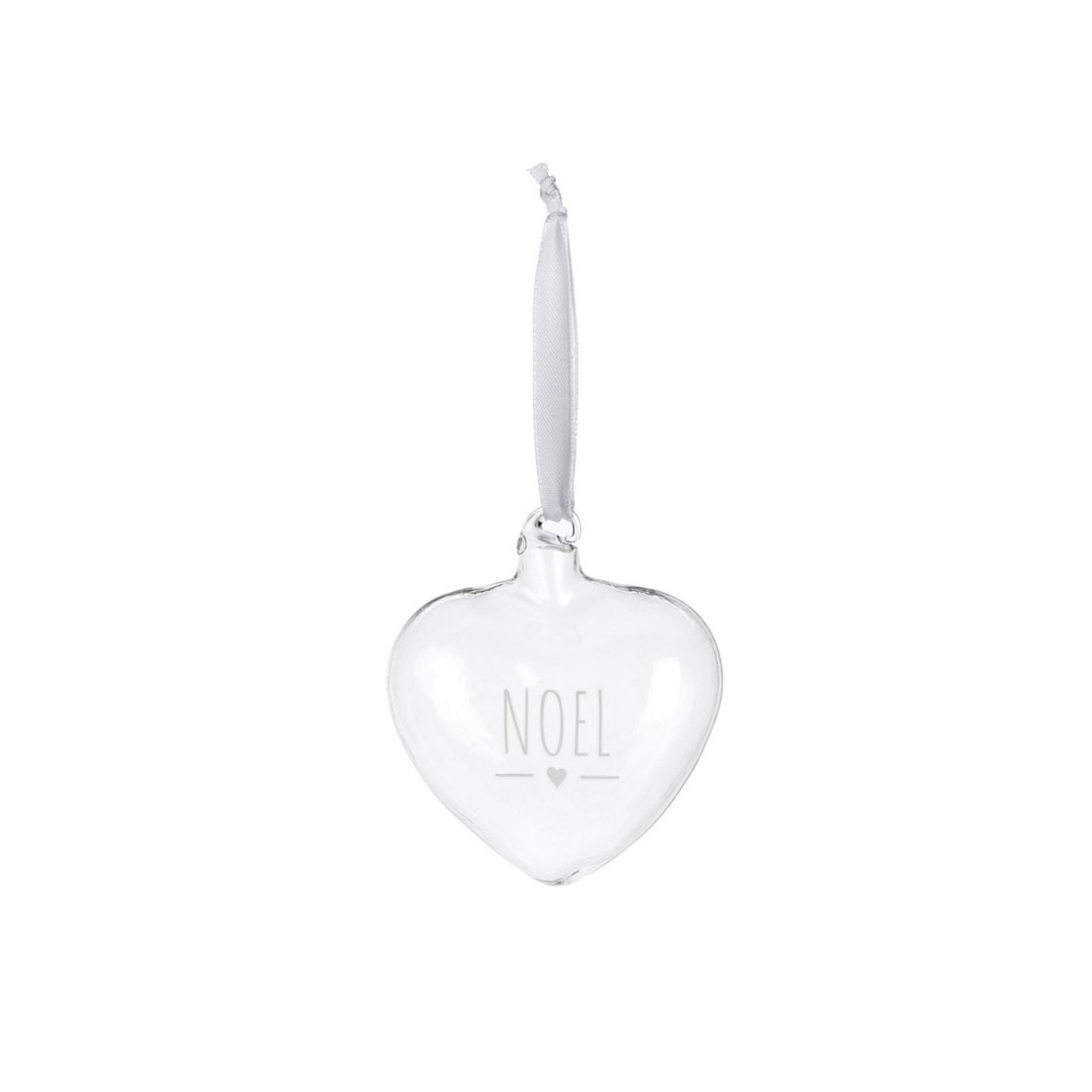 Decoro Cuore in Vetro Borosilicato NOEL 8×8 cm Nuvole di Stoffa