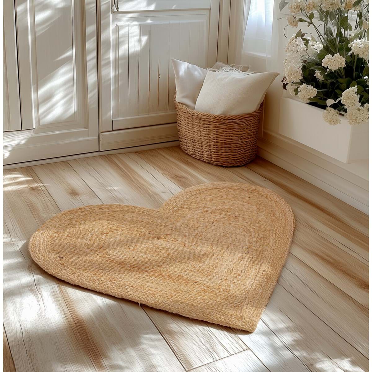 Tappeto in Juta Naturale a Cuore 50×80 cm Intrecci Blanc Mariclò