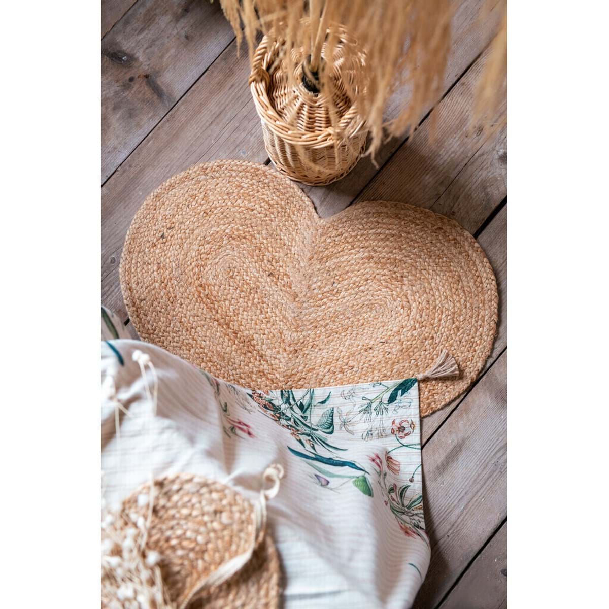 Tappeto in Juta Naturale a Cuore 50×80 cm Intrecci Blanc Mariclò