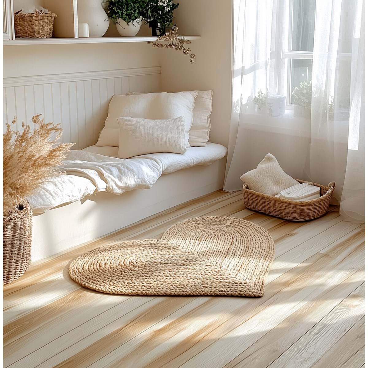Tappeto in Juta Naturale a Cuore 50×80 cm Intrecci Blanc Mariclò