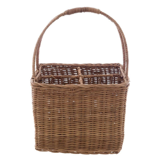 Cestino Porta Bottiglie in Rattan Quadrato con Manici - Blanc Mariclò