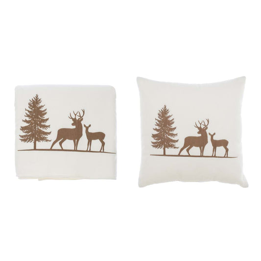 Set Cuscino e Plaid in Sherpa Silenzio Alpino Blanc Mariclò
