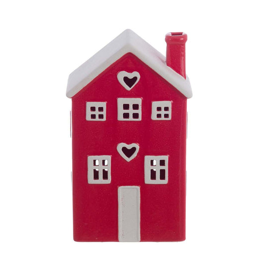 Casetta Decorativa con LED in Ceramica Rossa Candy Cane Blanc Mariclò