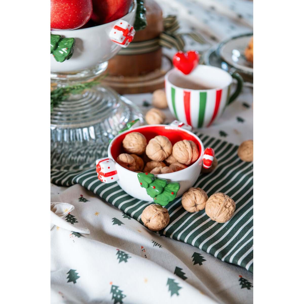 Ciotola in Ceramica Candy Cane con Decori Natalizi Blanc Mariclò