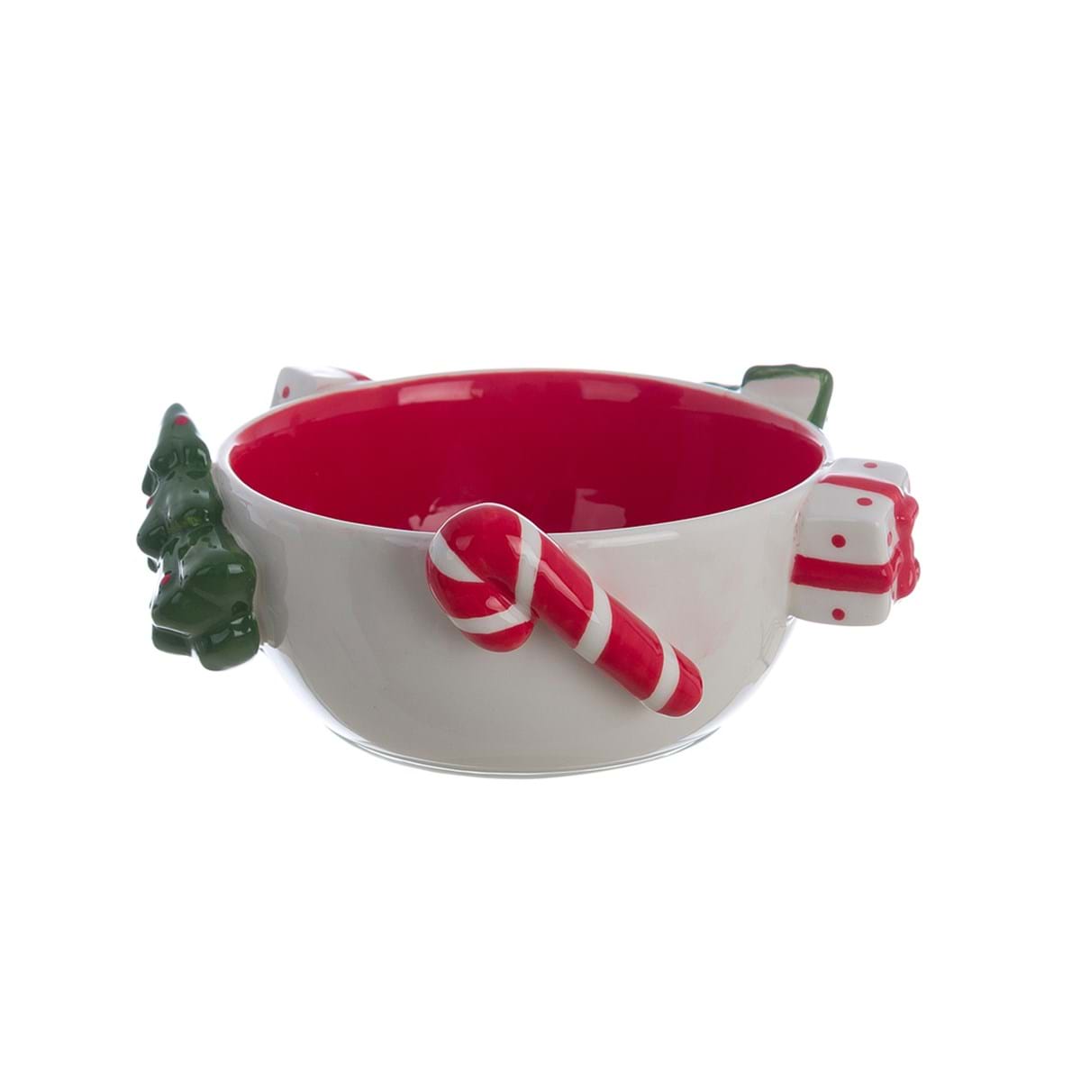 Ciotola in Ceramica Candy Cane con Decori Natalizi Blanc Mariclò