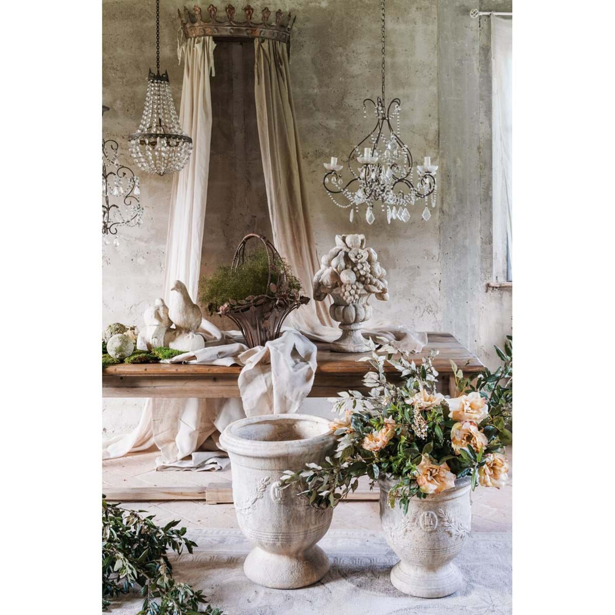 Cesto Frutta Decorativo in Resina H. 55 cm Antiqua Domus Blanc Mariclò
