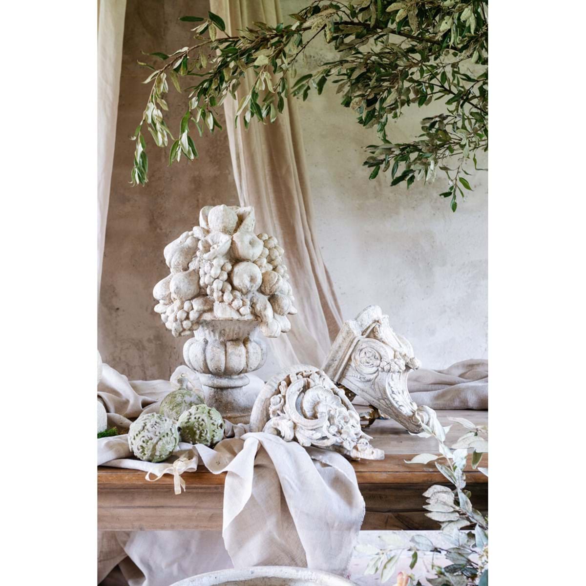 Cesto Frutta Decorativo in Resina H. 55 cm Antiqua Domus Blanc Mariclò