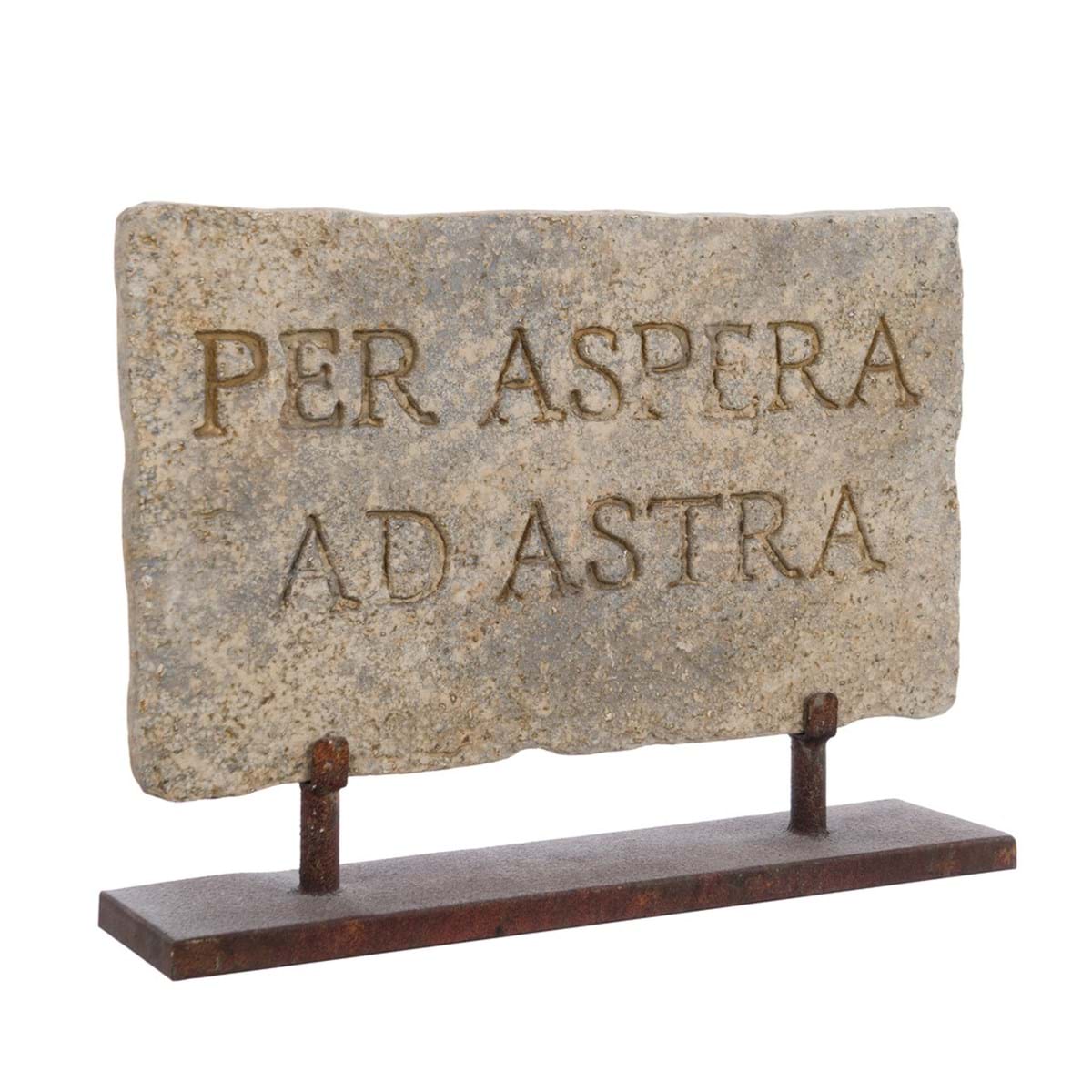 Stele Decorativa in Resina Effetto Marmo "Per Aspera Ad Astra" Epoca Collection 51x12x38 cm Blanc Mariclò