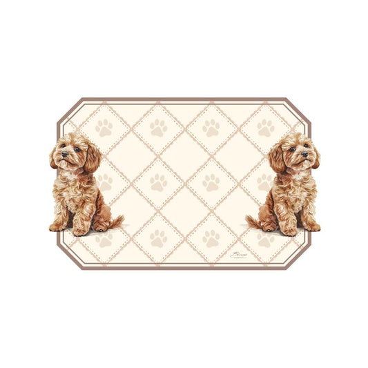 Tovaglietta in Vinile "Funny Animals" con Cucciolo Beige su Sfondo Crema 48x30 cm Blanc Mariclò