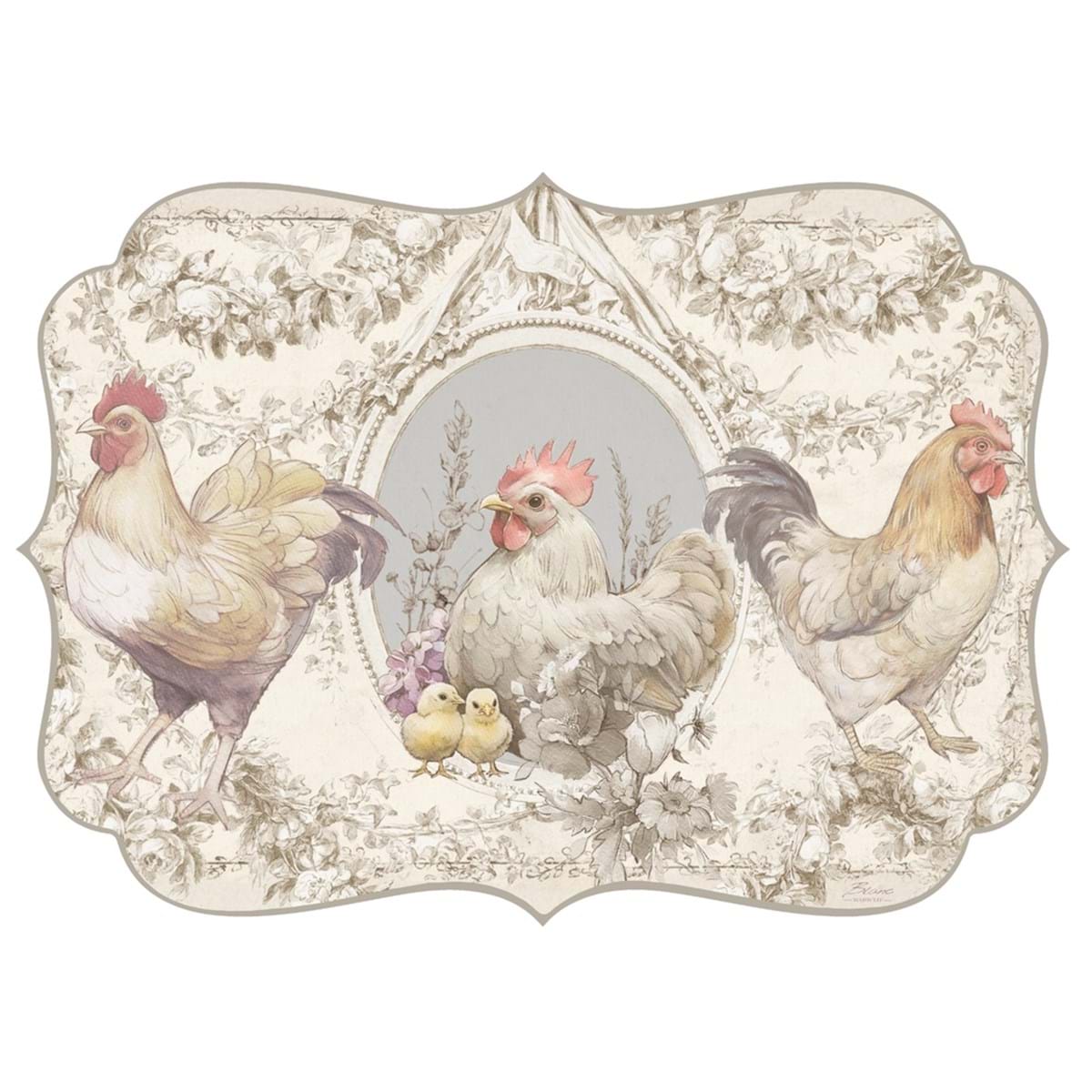 Tovaglietta in Vinile con Galline Coco 32x45 cm Blanc Mariclò