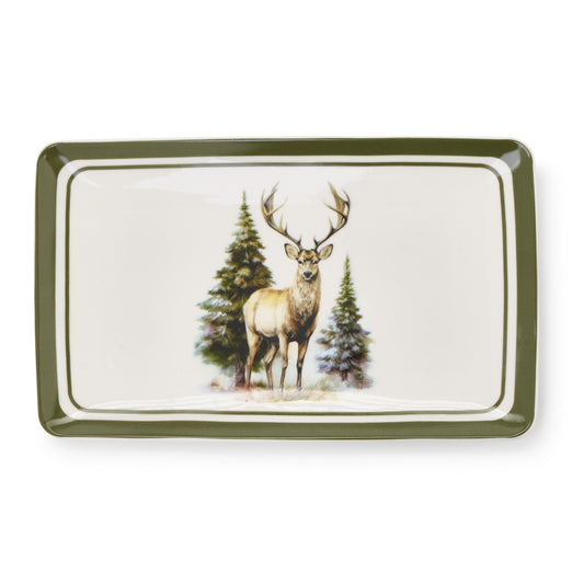 Vassoio Rettangolare Bosco Incantato in New Bone 21×13 cm Nuvole di Stoffa