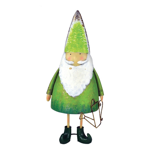 Gnomo Decorativo in Metallo Verde con Annaffiatoio h. 60 cm - Ellegift