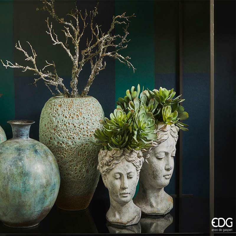 Vaso Testa in Cemento Grigio h. 36 cm - EDG Enzo De Gasperi