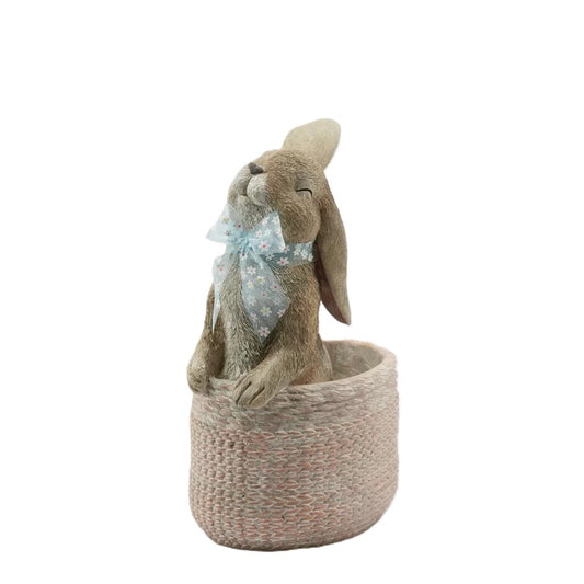 Vaso con Coniglio Decorativo in Poliresina h. 31 cm - EDG Enzo De Gasperi