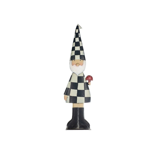 Gnomo da Giardino in Metallo Bianco e Nero con Fungo h. 90 cm - BADEN Collection