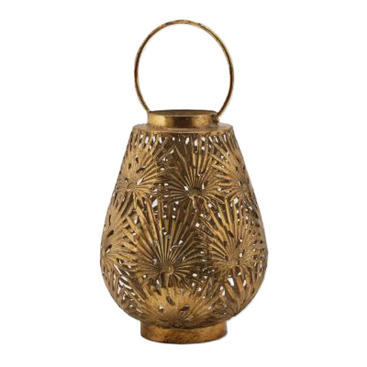Lanterna in Metallo Oro con Foglie h. 35 cm - EDG Enzo De Gasperi